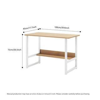 Home Office Computer Desk with Bookshelf, Modern Wood Desk with Storage Shelves, Simple Bedroom Desk for Study, Laptop Table for Students