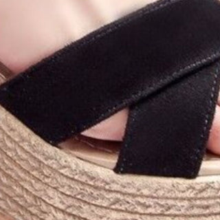 Crisscross Open Toe Wedge Sandals Black