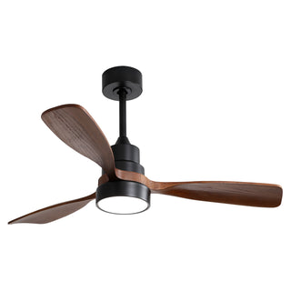 48 Inch Wood Ceiling Fan With 3 Solid Wood Blades Remote Control Reversible DC Motor For Living Room