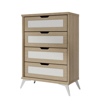 Rattan Chest of Drawer, 4 Drawer Chest for Bedroom with Metal Leg - L31.5'' x W15.75'' x 44.57'' (Natural) - White Label