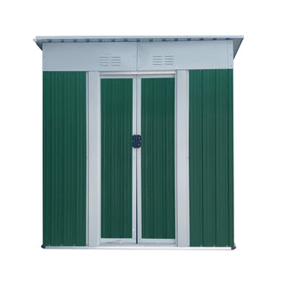 5X3 Feet Small Mini Outdoor Storage Sheds Pent Roof Green With Aluminum Alloy Frame And Sliding Door