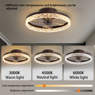 Low Profile Ceiling Fan with Light and Remote Control, Dimmable Led Ceiling Fan, 6 Speeds, Timing Reversible Blades, Brown, 20in