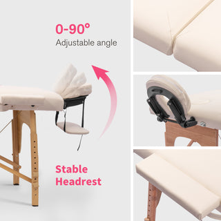 Massage Table Portable Massage Bed Lash Bed with Carrying Case SPA Table Height Adjustable, Salon Bed Face Cradle Bed -white