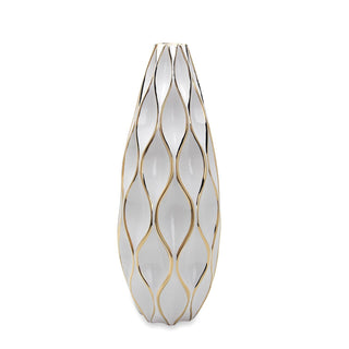 Elegant White Ceramic Vase with Gold Accents - Timeless Home Decor