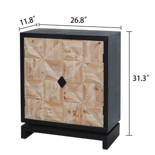 3D Geometric Carved Double-Door Cabinet – Manufactured Wood Storage Cabinet, Modern Decorative Furniture