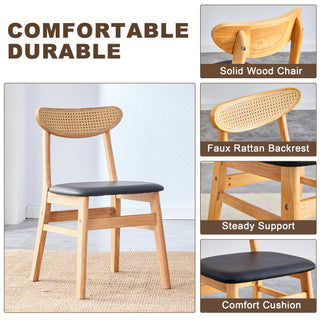 4 The stylish and durable solid wood dining chair, small curved back, PU cushion, and beautiful shape match perfectly with any room and everyday use