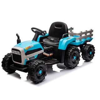 Ride on Tractor with Trailer,12V Battery Powered Electric Tractor Toy w/Remote Control,electric car for kids,Three speed adjustable,Power display, USB,MP3 ,Bluetooth,LED light,Two-point safety belt