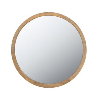 20" x 20" Circle Wall Mirror with Wooden Frame, Wall Mirror for Living Room, Dining Room, Foyer, Bathroom, Office