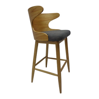 Mid-Century Modern Upholstered Barstools (Set of 2), Charcoal and Natural