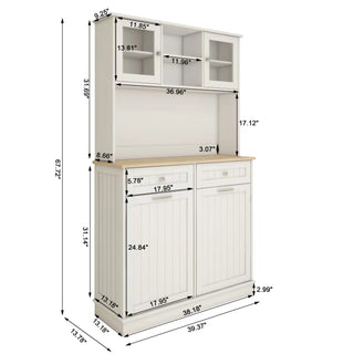 67.7" Tall Kitchen Trash Can Storage Cabinet with 3 Adjustable Shelves, 2 Drawers and 1 Tilt Out Trash Cabinet for Kitchen, Dinning Room, Living Room-White