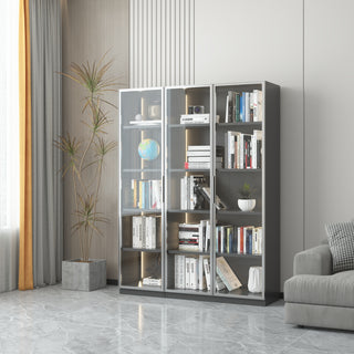 Best selling new design double door metal glass display storage cabinet  with light strip for living room