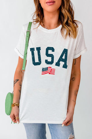 USA Round Neck Short Sleeve T-Shirt for Women