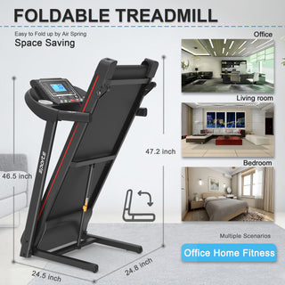 Fitshow App Home Foldable Treadmill with Incline, Folding Treadmill for Home Workout, Electric Walking Running Treadmill Machine 5" LCD Screen 250 LB Capacity Bluetooth Music