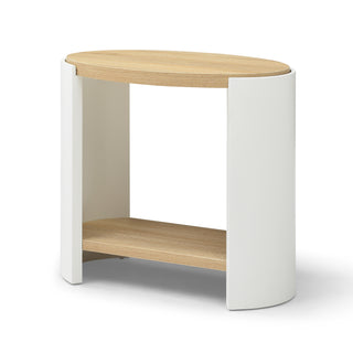 End Table, Small Side Table with 2-Layer Storage Shelves, Nightstand for Small Spaces, Sofa Table for Living Room and Bedroom, Stable Frame, Easy Assembly, Natural and White