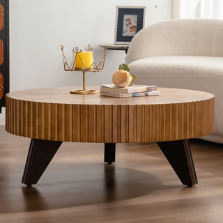 35.4 'Round Retro Coffee Table, Coffee Table Suitable For Coffee and Home Decor, Natural