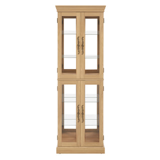 Lighted Glass Curio Display Cabinet,Display Cabinet,Glass Storage Cabinet Glass Wine cabinet Wood Frame Toy Display for Living Room, Kitchen, Pantry light bulb included Light oak