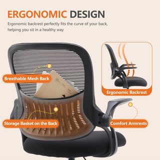 Sweetcrispy Drafting Tall Office Chair Ergonomic High Desk Chair with Flip-up Armrests