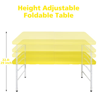 4ft Yellow Portable Folding Table Indoor&Outdoor Maximum Weight 135kg Foldable Table for Camping