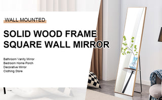 Solid Oak Wood Frame Mirror (60in. x 17.3in.) Suitable for Dressing, Bedroom Entrances, Decorative Mirror, and Clothing Store.