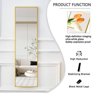 The 4rd generation aluminum alloy metal frame wall mounted full body mirror, bathroom makeup mirror, bedroom entrance, decorative mirror, quality upgrade, 48 "* 13.8"