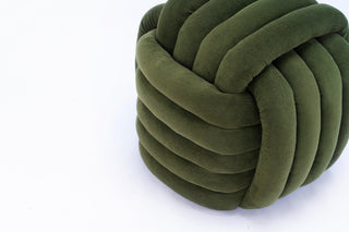 060-Chenille Fabric Modern Knot Design Ottoman Makeup Stool Footstool, Comfortable and Stylish Seat for Living Room, Bedroom,Green