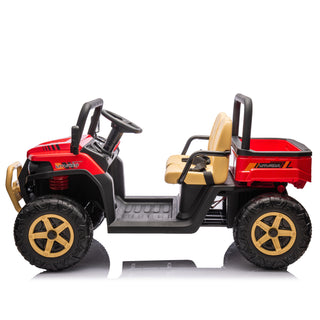 24V XXXL Kids Ride On UTV W/Parents Remote Control,Two-seater,Automatic tipping bucket,Rear wheel suspension,Slow start,Portable handle,Safety Belt,LED light,USB,MP3,Bluetooth,Horn for Kids Aged 3-8.