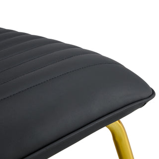 Black minimalist armless sofa chair with Pu backrest and golden metal legs, ideal for offices, restaurants, kitchens, and bedrooms