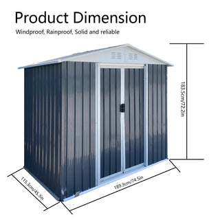 Outdoor Storage Sheds 6ftx4ft Apex Roof Grey