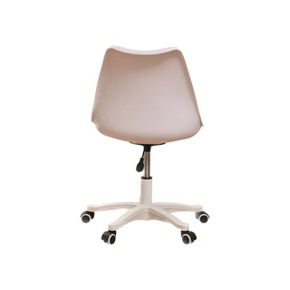 Armless Office Chair - Ergonomic Small Computer Desk Chair with Wheels, Adjustable Rolling Swivel Task Chair for Small Spaces (White)