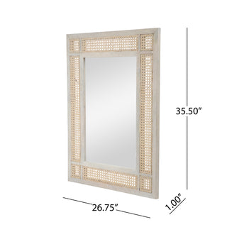 Mango Wood MDF Cane Fitted Mirror – Elegant Natural Wood Framed Wall Mirror