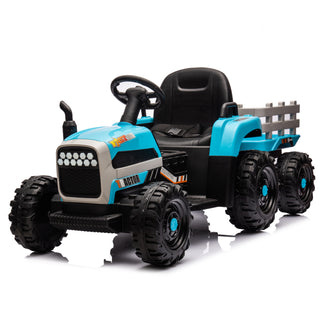 Ride on Tractor with Trailer,12V Battery Powered Electric Tractor Toy w/Remote Control,electric car for kids,Three speed adjustable,Power display, USB,MP3 ,Bluetooth,LED light,Two-point safety belt