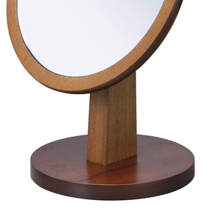 9.5" Tall Polyresin and Wood Make-Up Mirror on a Pedestal, Walnut finish