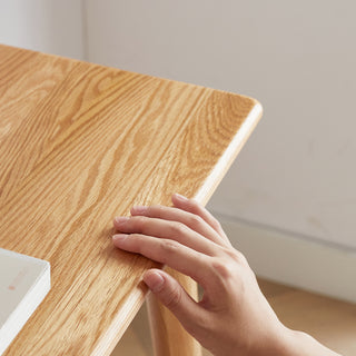 100% Solid Wood Natural Oak Computer Desk – Slim Study Desk with Drawer, Work Desk, Dressing Table, 100 cm Width, 50 cm Depth, Wood Grain Finish