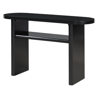 TREXM Elegant Minimalist Console Table with Rounded Edges and Sturdy Shelf Design for Entryway, Living Room(Black)