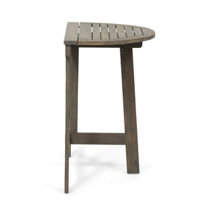 Outdoor Half-Round Folding Acacia Wood Bistro Table, Grey Finish