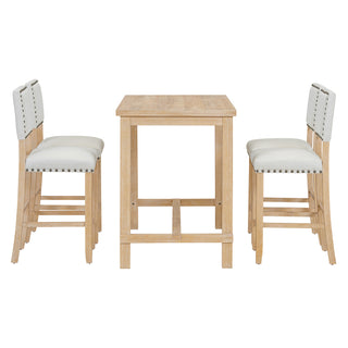 TREXM 5-Piece Counter Height Dining Set, Classic Elegant Table and 4 Chairs in Natural Wood Wash