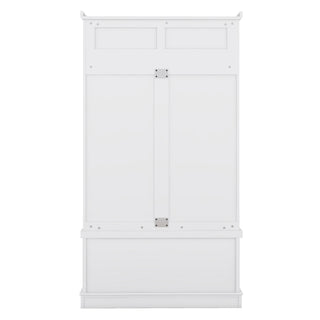 Hall Tree with Storage Shoe Bench for Entryway and Hallway, 4-in-1 Design Coat Racks with 4 Hooks for Living Room, White