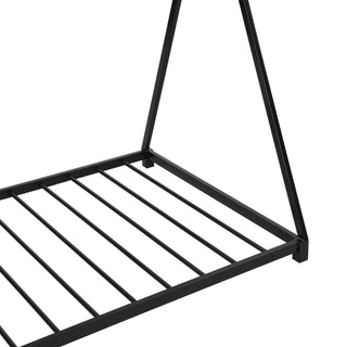 Metal Twin Size House Platform Bed with Triangle Structure, Black