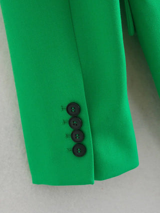 Green Straight Blazer Skirt