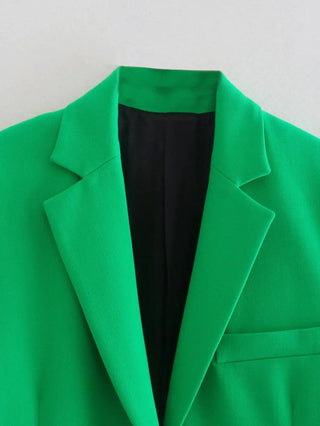 Green Straight Blazer Skirt