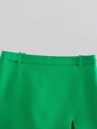 Green Straight Blazer Skirt