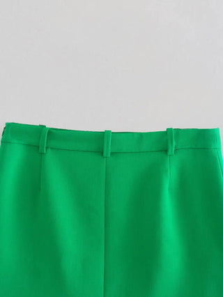 Green Straight Blazer Skirt