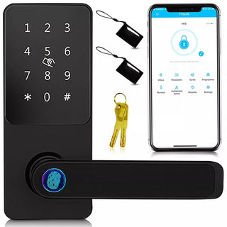 SQ Smart Lock Keyless Entry Fingerprint Door Lock with Handle & App Control