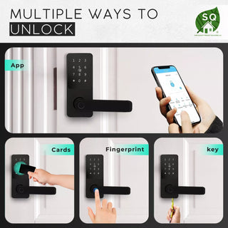 SQ Smart Lock Keyless Entry Fingerprint Door Lock with Handle & App Control