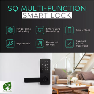 SQ Smart Lock Keyless Entry Fingerprint Door Lock with Handle & App Control