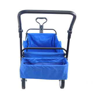 folding wagon Collapsible Outdoor Utility Wagon, Heavy Duty Folding Garden Portable Hand Cart, Drink Holder, Adjustable Handles