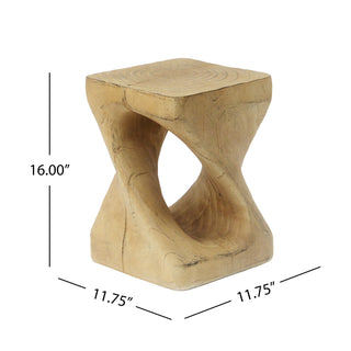 MGO Twist Shape Side Table, Wood-like texture, Natural Color