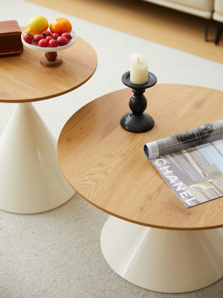 ROUND COFFEE TABLE WHITE+WOOD