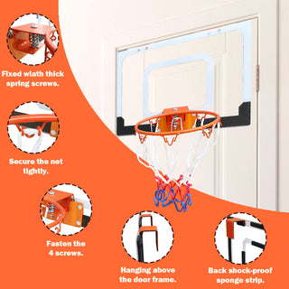 Mini Basketball Hoop for Indoor, Outdoor, Adjustable Basketball Hoop Set for Kids & Adults, Door or Wall Mounted