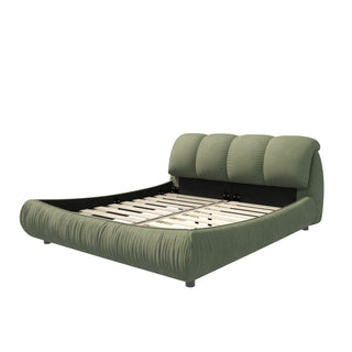 King Size Luxury Upholstered Platform Bed with Oversized Padded Backrest and Solid Wood Frame,suitable for Multiple heights of mattresses,Green(Old Sku:W1885S00019)